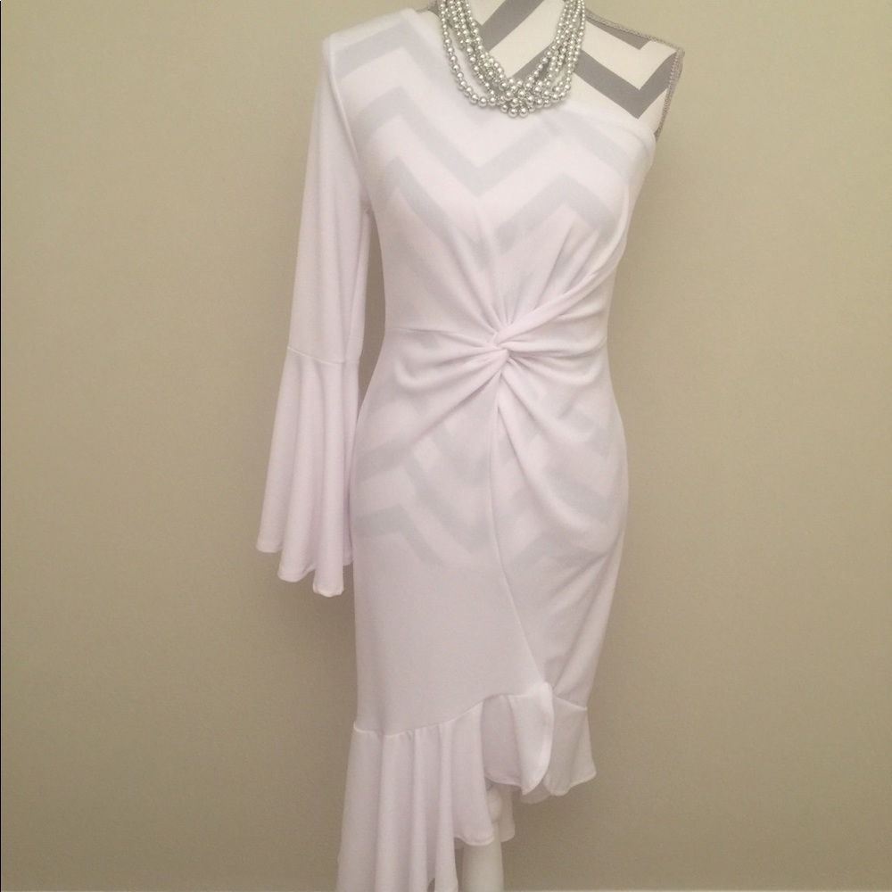 One Shoulder White Party Dress